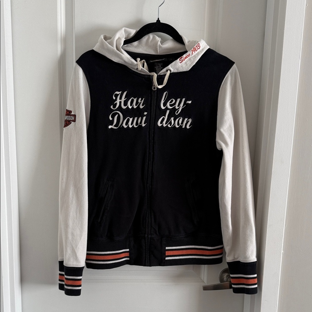 Harley-Davidson Black and White Zip-Up Jacket Vintage